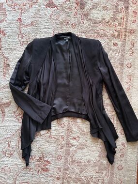 bebe Black Draped Waterfall Blazer Jacket